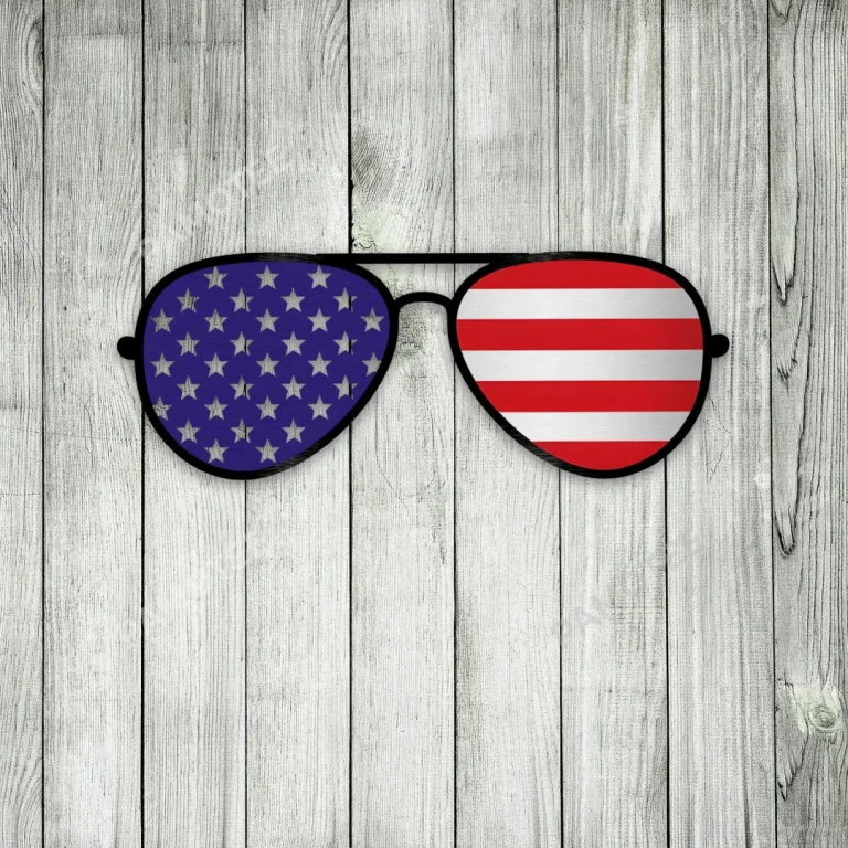 Glasses With Us Flag Inside Metal Art, Glasses Fourth Of July Steel Artwork