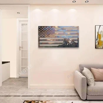 Iwo Jima American Flag Silhouette Metal Art, Iwo Jima Veteran, Independence Day Gift For Dad