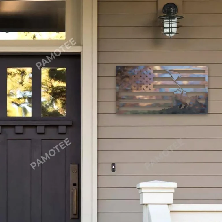 Iwo Jima American Flag Silhouette Metal Art, Iwo Jima Veteran, Independence Day Gift For Dad