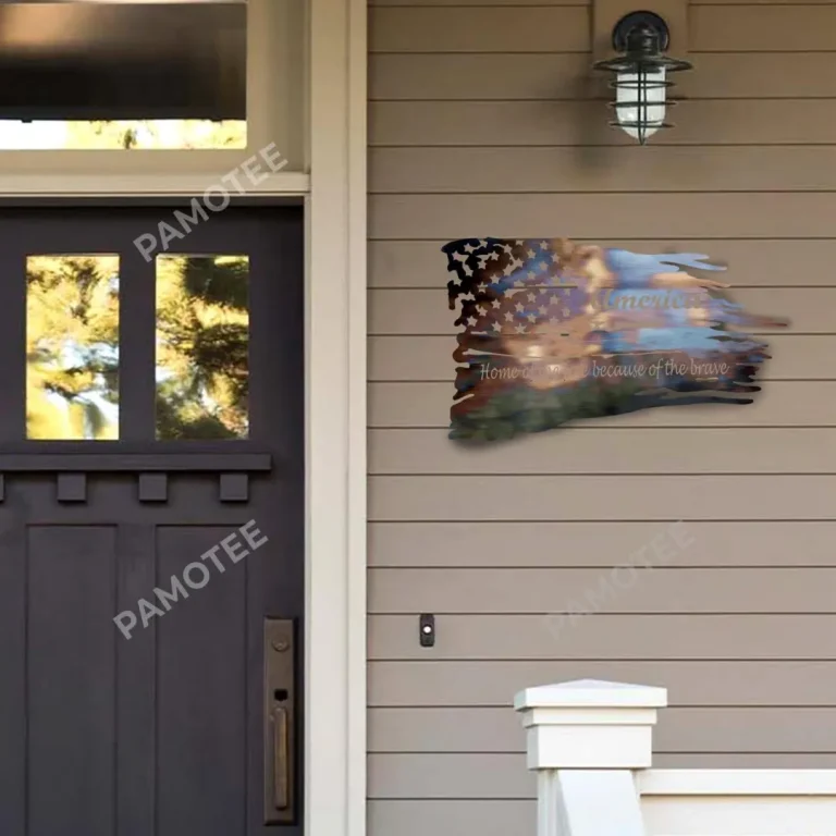 America, Home Of The Free Because Of The Brave Metal Art, Welded Decor For Veterans