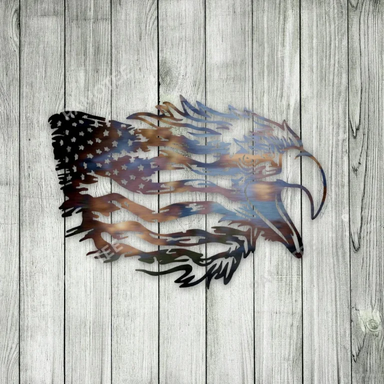 Bald Eagle Us Flag Metal Sign, Patriotism Laser Cut Wall Decoration