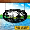 Custom Address Father And Son Fishing On Lake Metal Sign, Pond, Stork Laser Cut Gift For Him