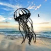 Jellyfish Silhouette Metal Wall Art, Jellyfish Beach Evergreen Decoration