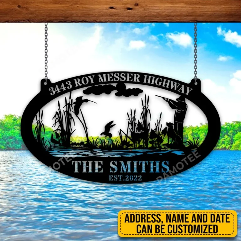 Custom Duck Hunting, Quail Hunting Lake Metal Sign, Outdoor Plaque For Dad