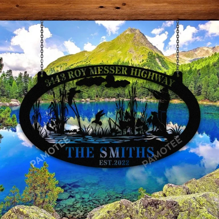 Custom Duck Hunting, Quail Hunting Lake Metal Sign, Outdoor Plaque For Dad