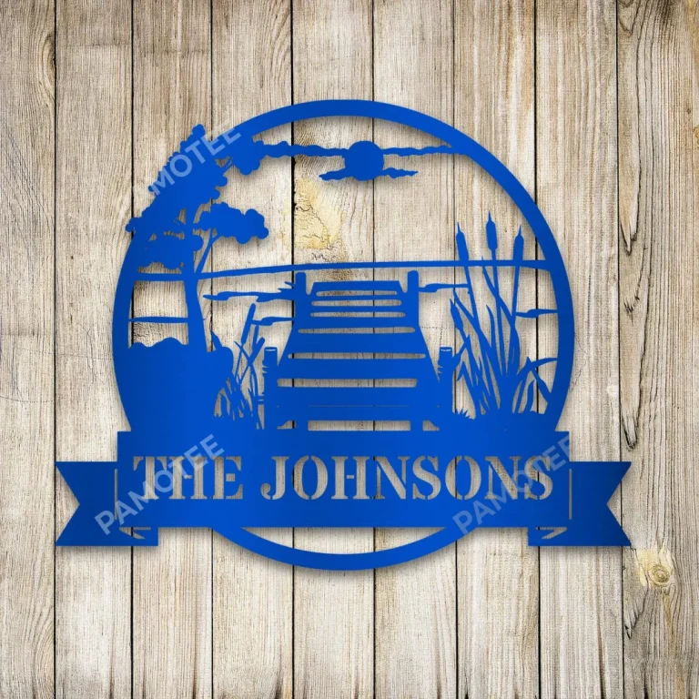 Customized Lake Scene Metal Art Monogram, Pond Steel Plaque