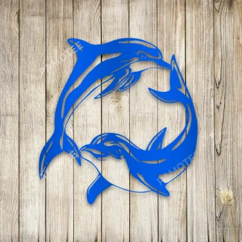 Couple Dolphin Metal Wall Art, Dolphin Summer Outer Decor