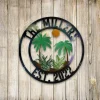 Personalized Tropical Plants And Sun Colorful Metal Sign, Palm Hawaii Decoration