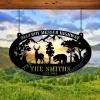 Custom Mountain Deer And Bear Silhouette Metal Art, Wild Life Front Gate Metal Sign, House In The Wood Metal Sign