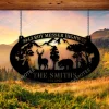 Custom Mountain Deer And Bear Silhouette Metal Art, Wild Life Front Gate Metal Sign, House In The Wood Metal Sign