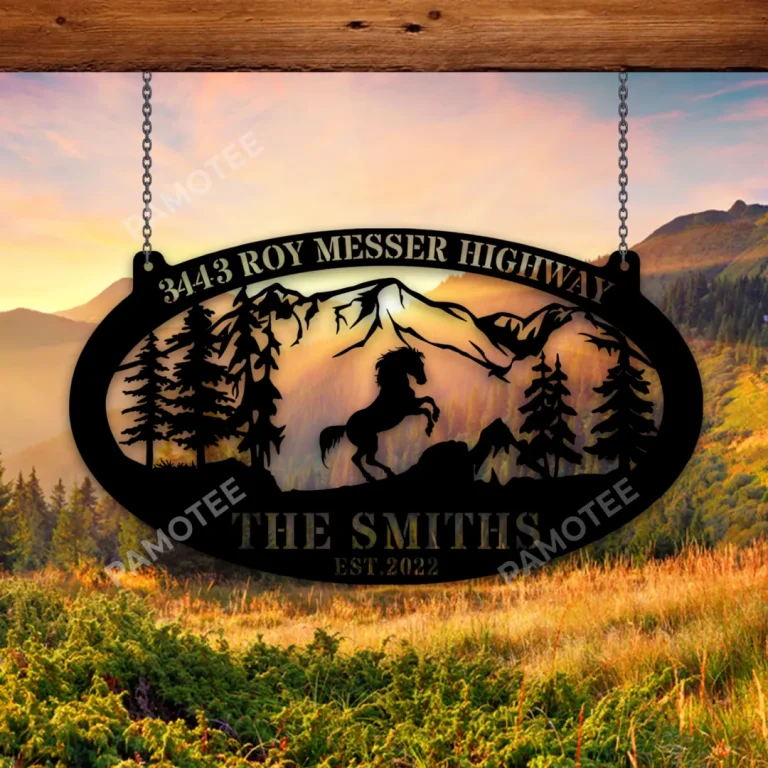 Customized Horse Ranch Metal Art, Horse Rider Gift For Him