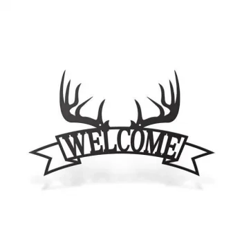 Antler Welcome Sign, Cut Metal Sign, Metal Wall Art, Metal House Sign