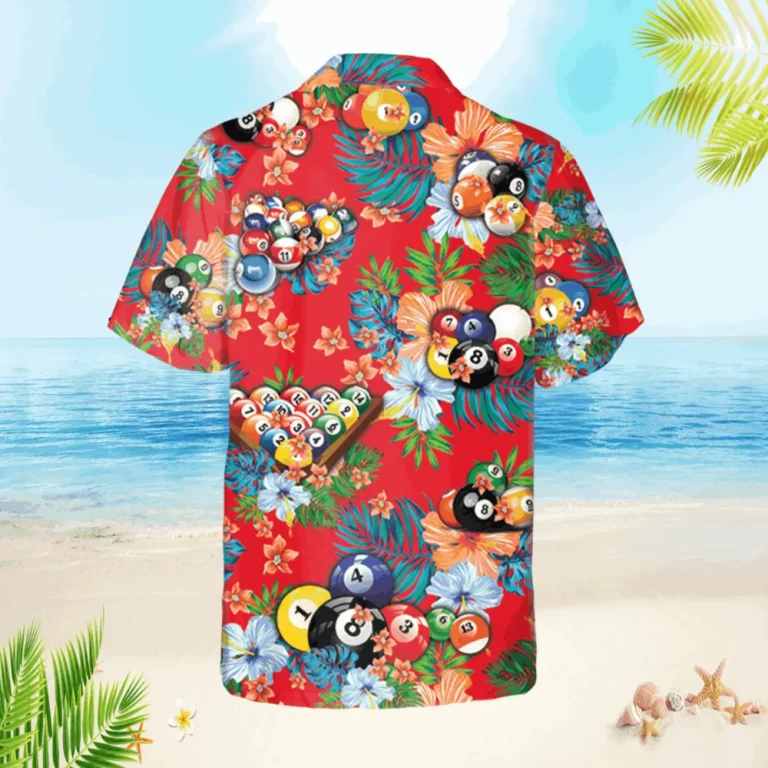 Vintage Billards Red Hawaiian Shirt, Father's Day Gift, Aloha Shirt For Mens, Womens