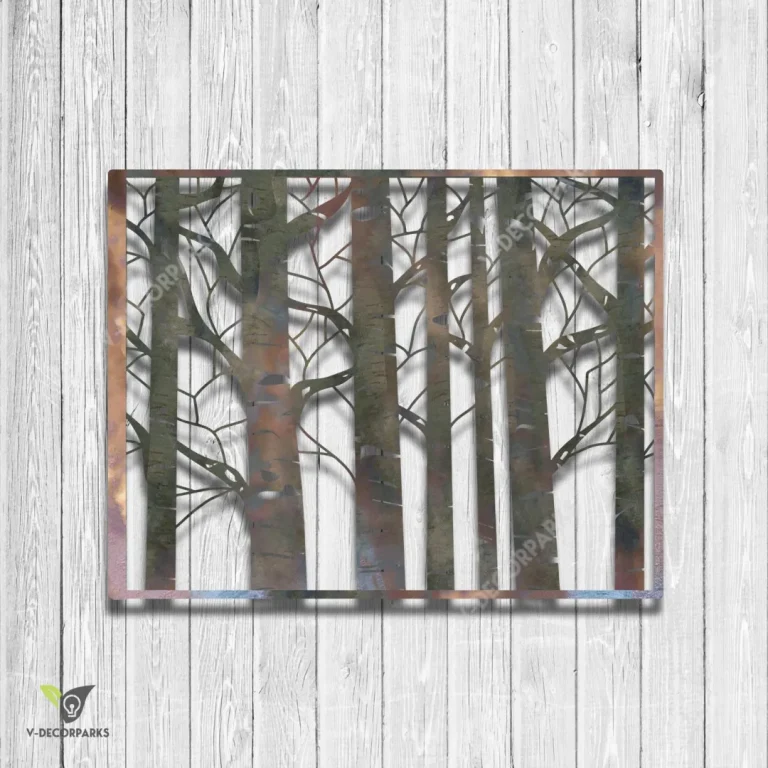 Aspen Trees Rectangle Heat Treated Color Metal Art, Aspen Living Room Decor