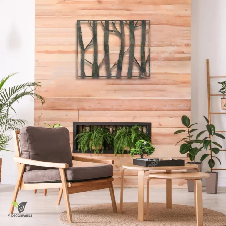 Aspen Trees Rectangle Heat Coloring Steel Wall Decoration, Aspen Evergreen Accent