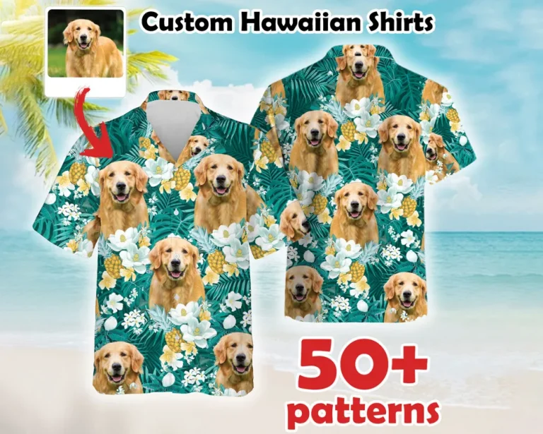 Personalized Photo Upload Photo Hawaiian Shirts Custom Dog Face Shirt Custom Hawaiian Shirt With Pets Face/valentine Father's Day Gift Shirt