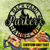 Custom Backyard Barbecue Metal Wall Decor, Bbq Large Round Art Metal Sign