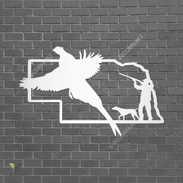 Nebraska Pheasant Hunting Metal Art, Nebraska Hunting Pointer Dog Steel Wall Decoration Metal Sign
