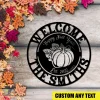 Personalized Happy Fall Y'all Round Welcome Metal Art, Pumpkin Welded Door Hanging Metal Sign