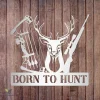 Born To Hunt Deer, Compound Bow, Hunting Rifle Metal Art, Gift For Hunters Metal Sign