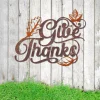 Give Thanks Pumpkin Leaves Rustic Metal Art, Thanksgiving Quote Home Decoration