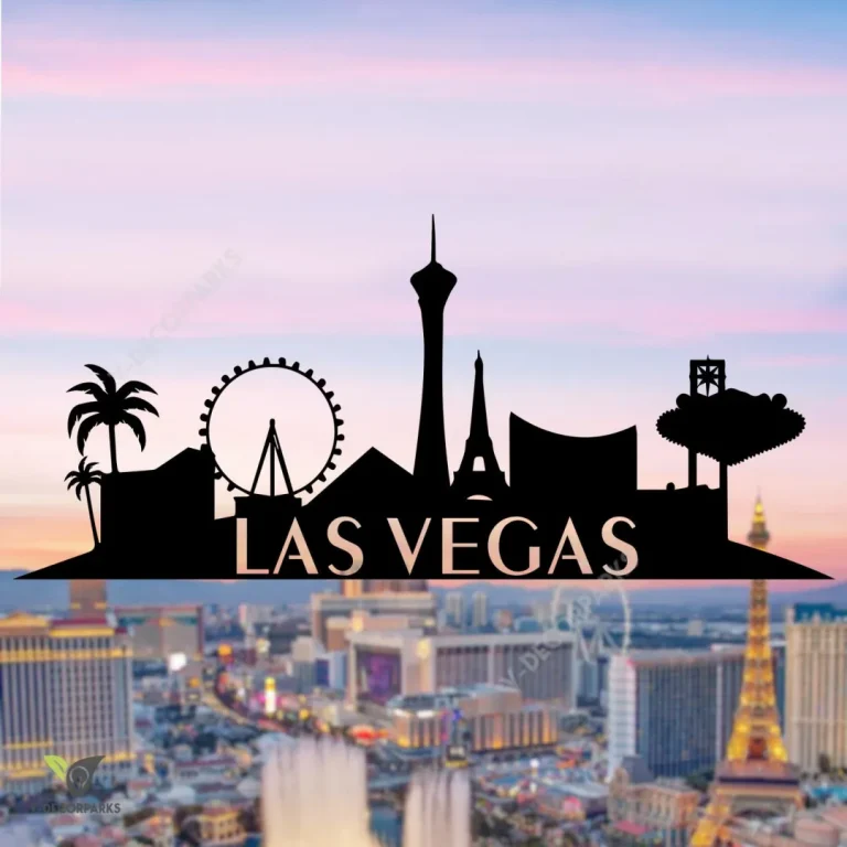 Las Vegas Skyline Silhouette Metal Art, Las Vegas City Interior Accent Metal Sign