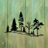 Trees Forest Scene Silhouette Metal Art, Vintage Forest Plasma Cut Accent