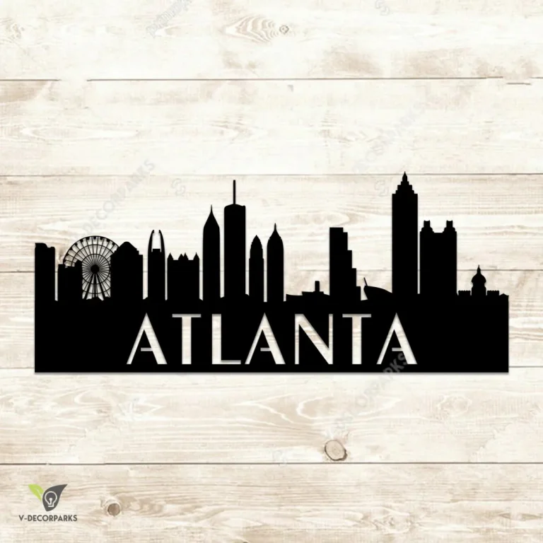 Atlanta City Skyline Metal Sign, Atlanta Horizon Laser Cut Artwork Metal Sign