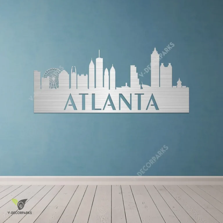 Atlanta City Skyline Metal Sign, Atlanta Horizon Laser Cut Artwork Metal Sign