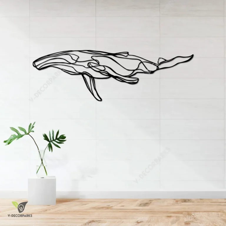 Blue Whale Metal Wall Decoration, Blue Whale Rust Resistant Plaque For Beach House
