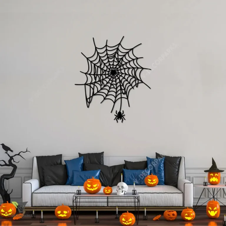 Spider Web Metal Art, Halloween Occasion Laser Cut Wall Hanging