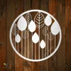 Black And White Leaves Round Metal Art, Leaves Weatherproof Wall Hanging