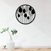 Black And White Leaves Round Metal Art, Leaves Weatherproof Wall Hanging