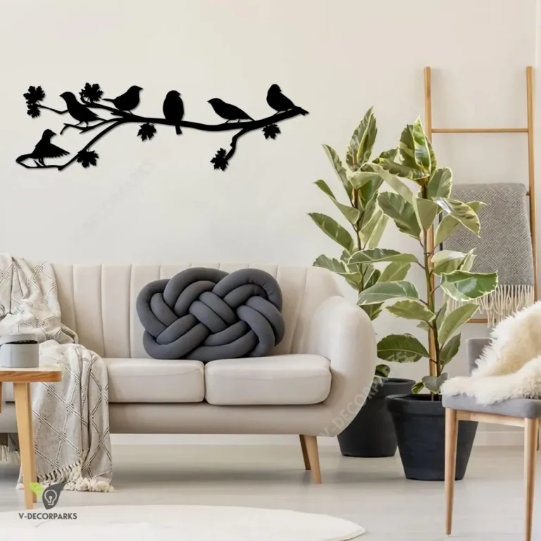 Tree Branch With Birds Metal Sign, Tree Branch Indoor Decor