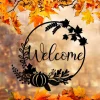 Welcome Phumpkin, Maple Leaves Metal Art, Welcome Wreath Door Hanging