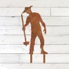 Rusty Farmer Zombie Metal Garden Art, Walking Dead Farm Stake For Halloween