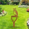 Rustic Owl And Shovel Metal Garden Sign, Owl Laser Cut Stake