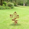 Rusty Coneflower Metal Garden Decoration, Coneflower Metallic Farm Stake