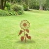 Rusted Sunflower Metal Garden Decor, Silhouette Sunflower Plasma Cut Sculpture