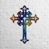 Cross Heat Coloring Steel Metal Wall Art, Jesus, Christian Housewarming Plaque