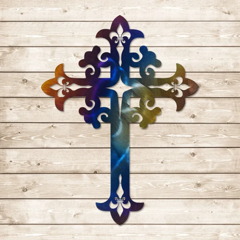 Cross Heat Coloring Steel Metal Wall Art, Jesus, Christian Housewarming Plaque