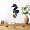 Seahorse Heat Induced Color Metal Art, Seahorse Sea Creature Metallic Artwork