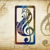 G-clef Heat Treated Color Metal Wall Decor, Music Room Metallic Accent