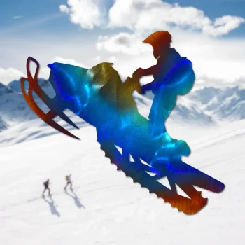 Snowmobile Heat Induced Color Metal Sign, Snowmobile Cabin Vintage Decoration