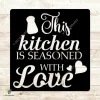 This Kitchen Is Seasoned With Love Metal Sign, Dining Room Decorative Wall Hanging Metal Sign