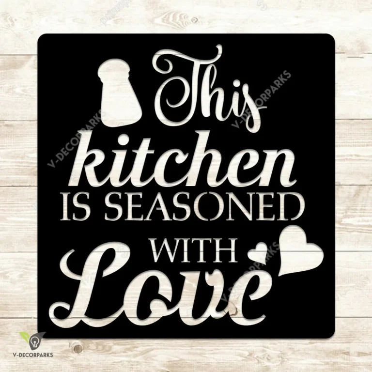 This Kitchen Is Seasoned With Love Metal Sign, Dining Room Decorative Wall Hanging Metal Sign