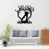 Cat, Dog And Heart Trees Silhouette Metal Wall Decor, Pet Lovers Living Room Plaque