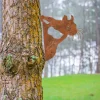 Rusty Squirrel Metal Tree Stake, Squirrel Garden Decor