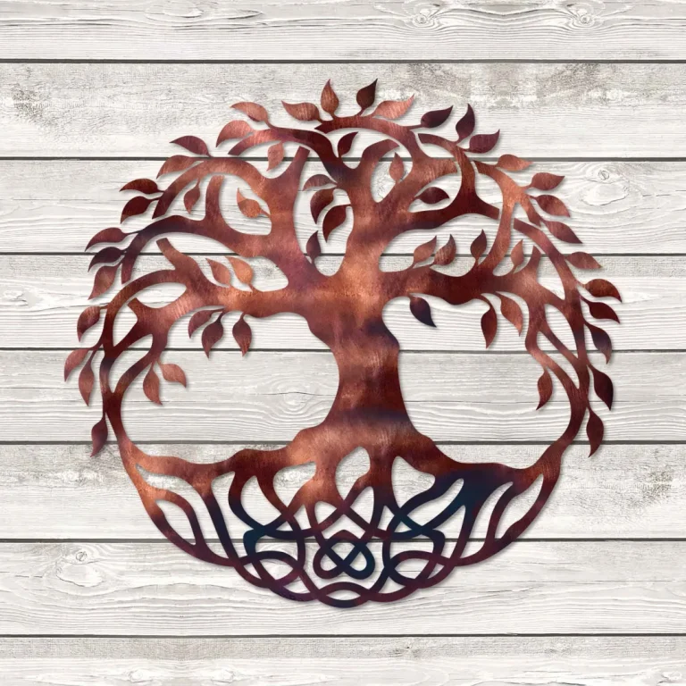 Copper Color Tree Of Life Metal Art, Tree Of Life Evergreen Welded Accent