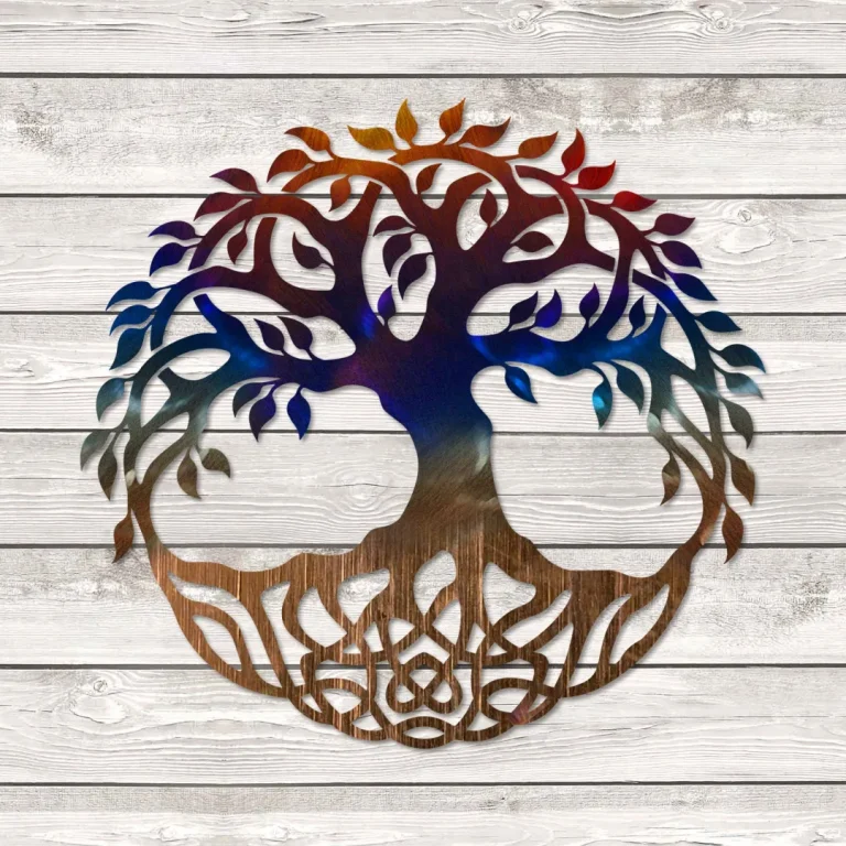 Printed Tree Of Life Metal Wall Decor, Tree Of Life Laser Cut Christmas Decoration